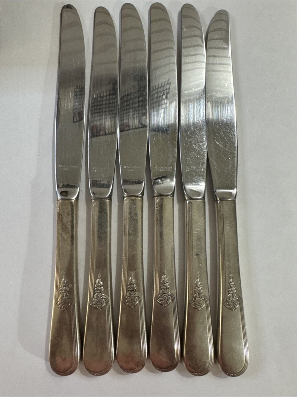 6 Dinner Knives - Holmes Edwards Youth - International Silverplate Flatware 9.5”